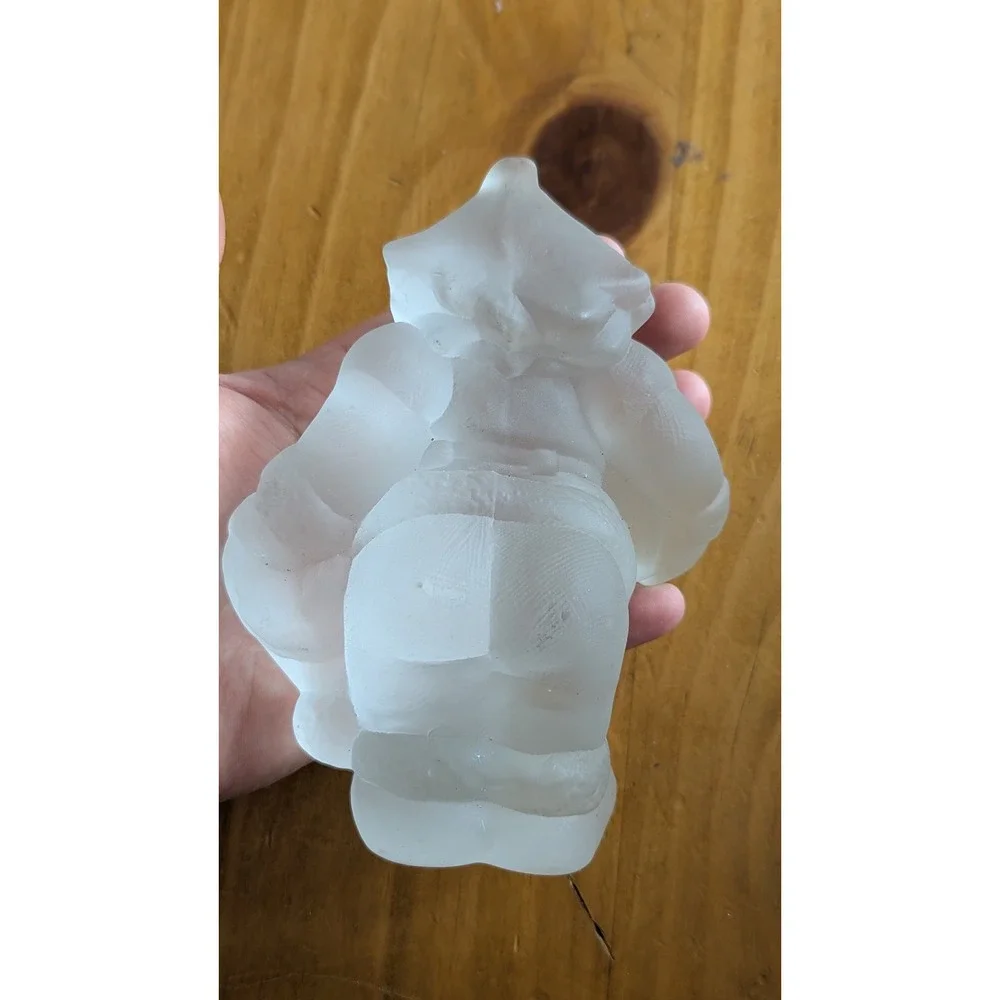 Frosted Glass Santa Claus Figurine Christmas Holiday Decor Solid heavy